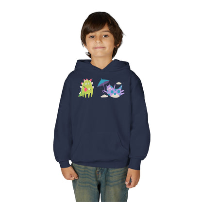 Youth Heavy Blend Hooded Sweatshirt - Monsters playing Printify