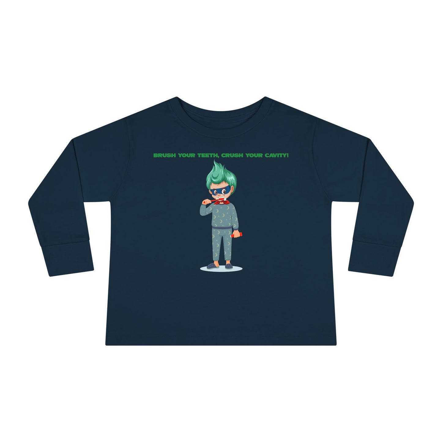 Toddler Long Sleeve Tee - Super kiddo brushing teeth - [[{"value":"Wonderwear Kid"}]]