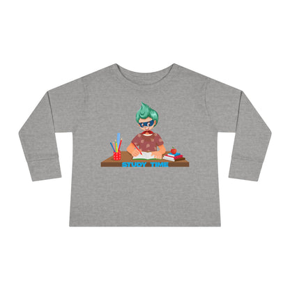 Toddler Long Sleeve Tee - Super kiddo studying - [[{"value":"Wonderwear Kid"}]]