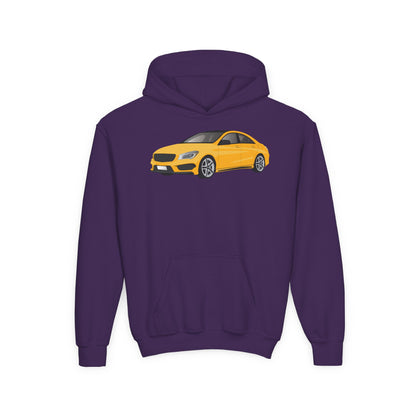 Youth Heavy Blend Hooded Sweatshirt - Yellow car Printify