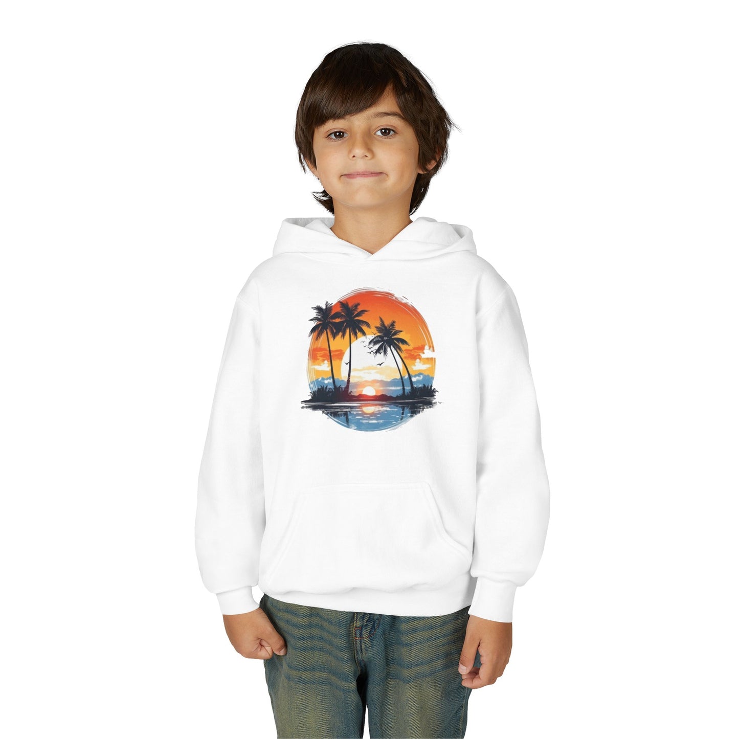 Youth Heavy Blend Hooded Sweatshirt - Tropical Sunset Beachwear