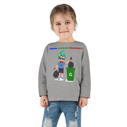 Toddler Long Sleeve Tee - Super kiddo taking trash out - [[{"value":"Wonderwear Kid"}]]