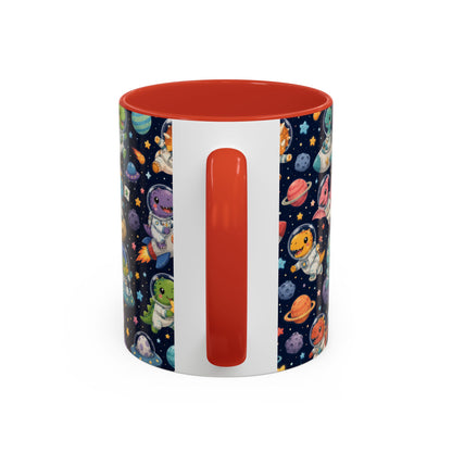 Accent Coffee Mug (11/15 oz) - Cute Dinosaur Astronaut Space
