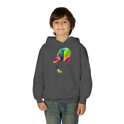 Youth hoodie with adorable elephant design Printify