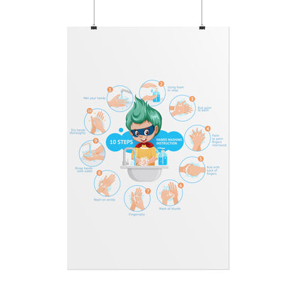 Rolled Posters - Super kiddo hand washing steps - [[{"value":"Wonderwear Kid"}]]