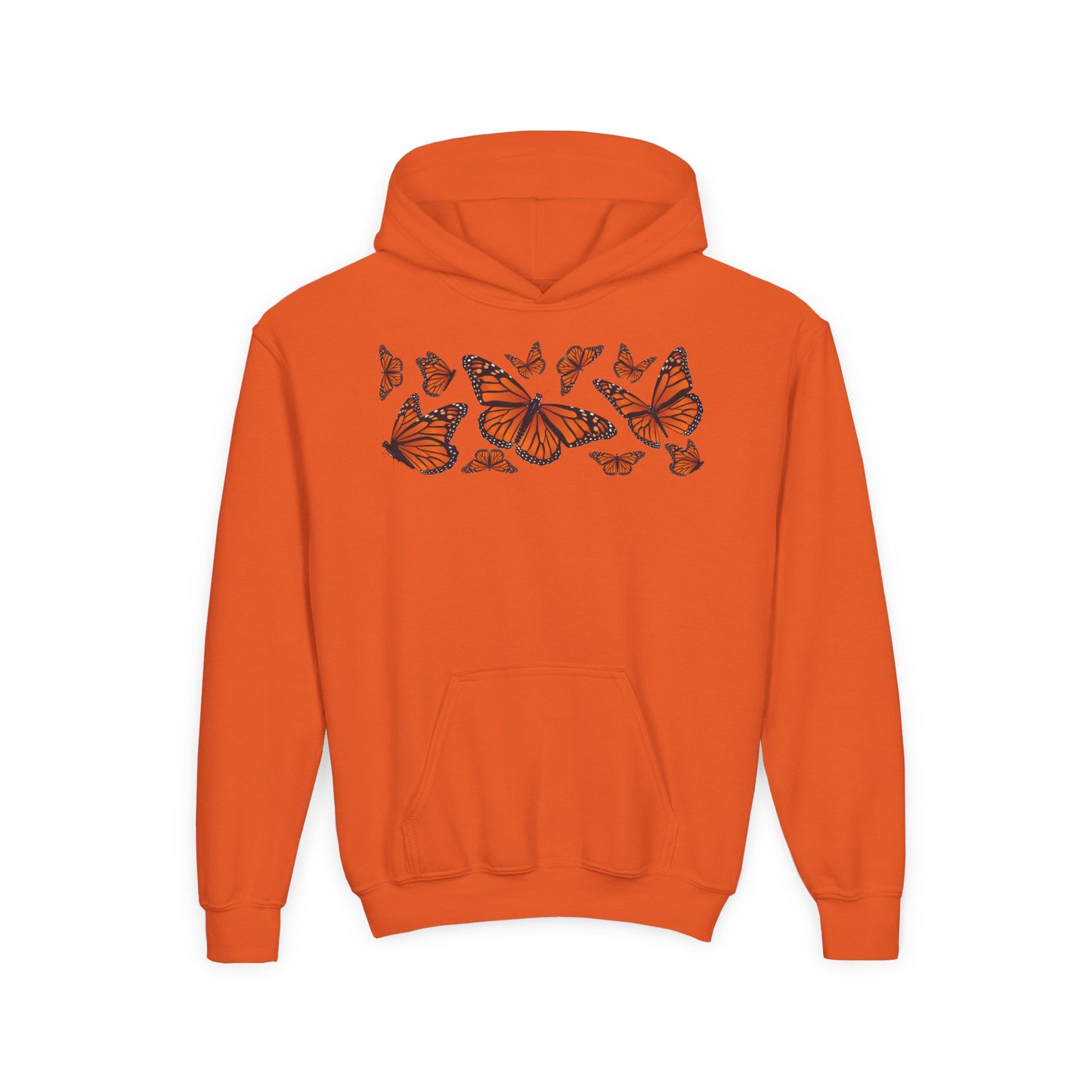 Youth Heavy Blend Hooded Sweatshirt -  Set of orange monarch butterfly