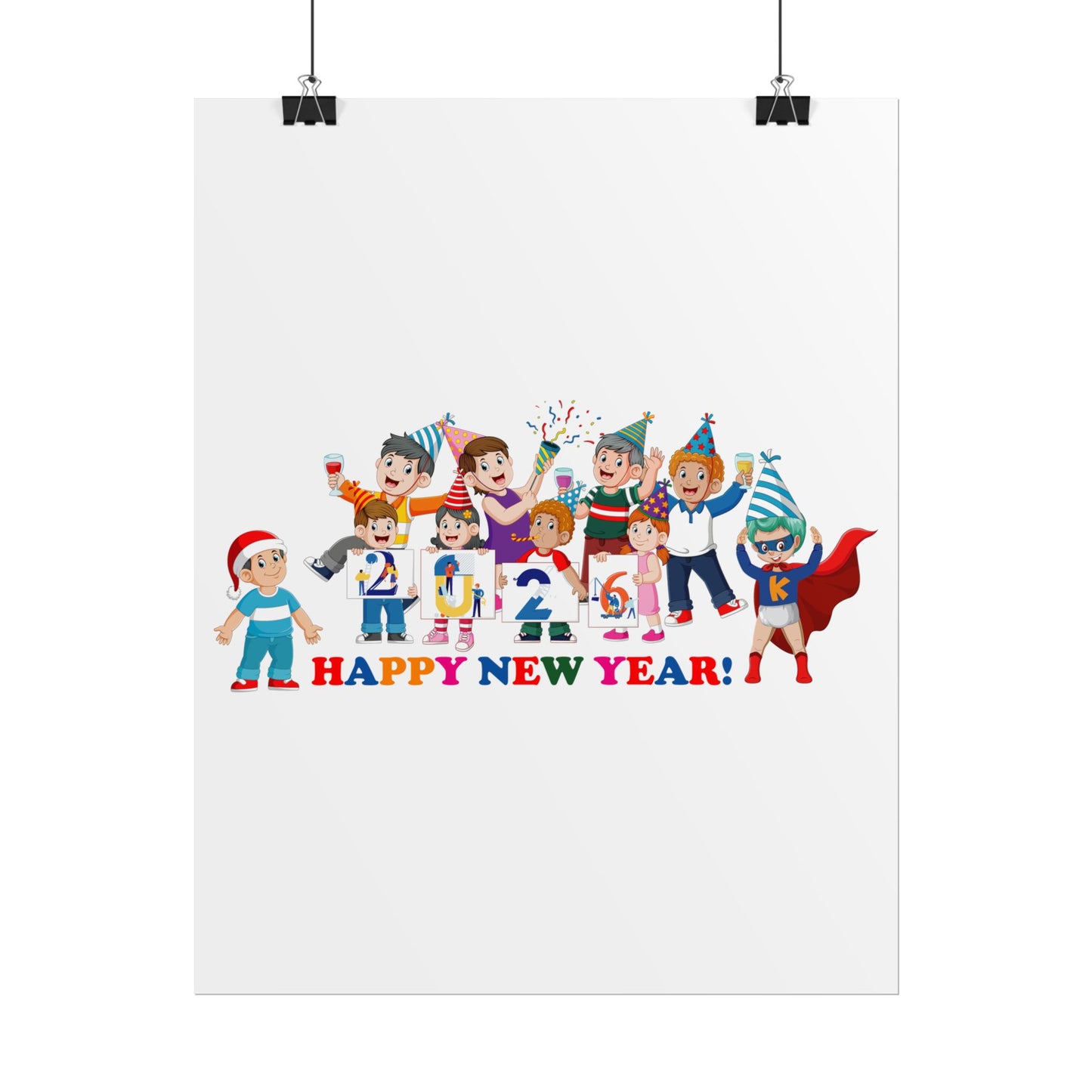 Rolled Posters - Happy new year from super kiddo - [[{"value":"Wonderwear Kid"}]]