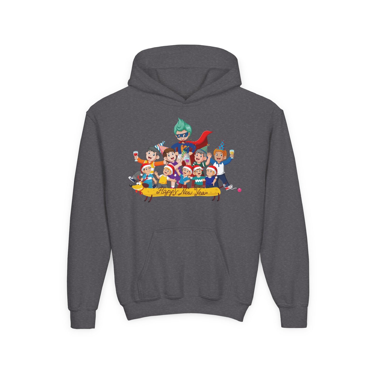 Youth Heavy Blend Hooded Sweatshirt - Happy new year with friends