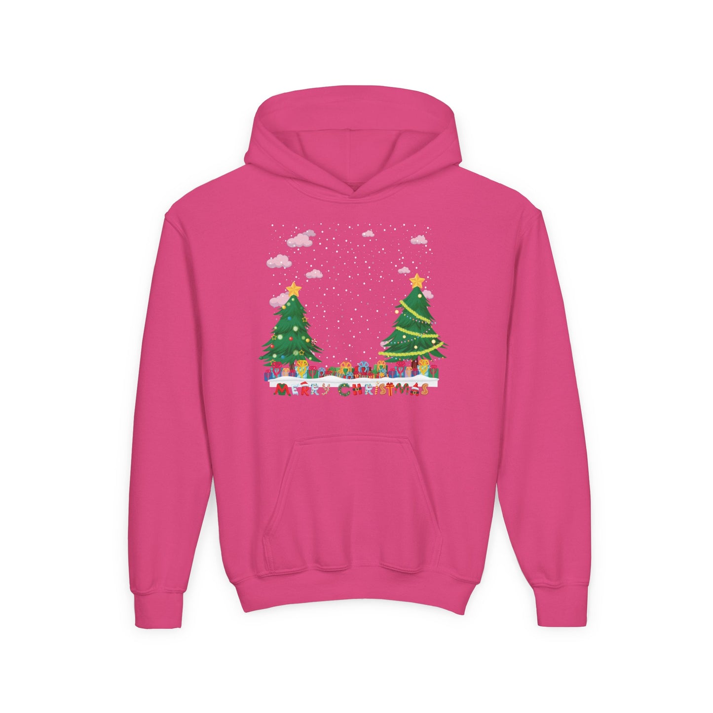 Youth Heavy Blend Hooded Sweatshirt - Christmas and snowing