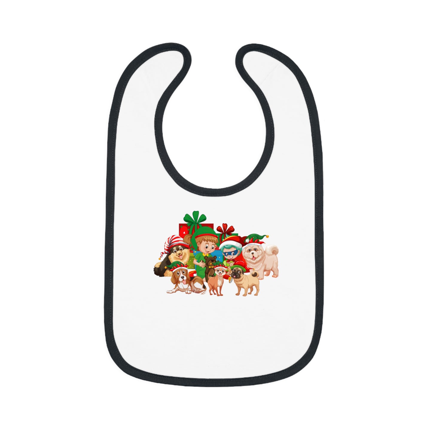 Baby Bib - Christmas with super kiddo pet friends without text