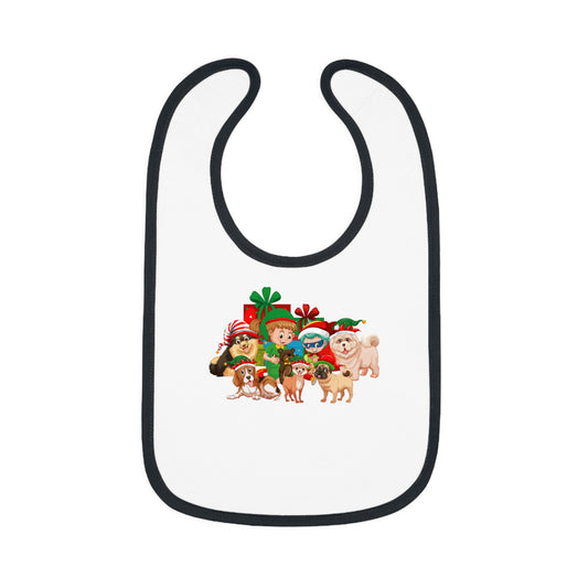 Baby Bib - Christmas with super kiddo pet friends without text