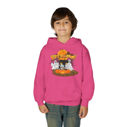 Youth Heavy Blend Hooded Sweatshirt - Super kiddo with ghost - [[{"value":"Wonderwear Kid"}]]