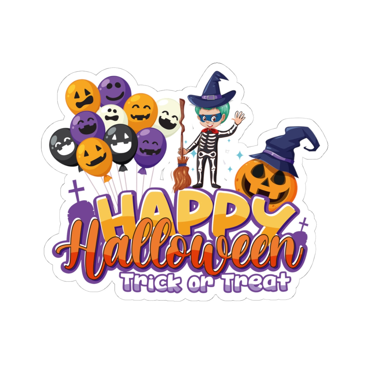 Kiss-Cut Stickers - Happy halloween trick or treat - [[{"value":"Wonderwear Kid"}]]