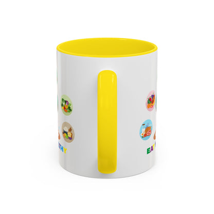 Accent Coffee Mug - Supper kiddo showing healthy food to eat - [[{"value":"Wonderwear Kid"}]]