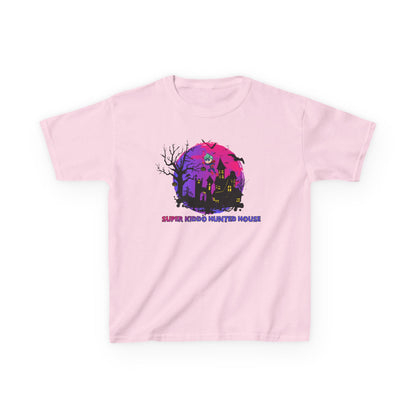 Kids Heavy Cotton™ Tee - Super kiddo flying on hunted house - [[{"value":"Wonderwear Kid"}]]