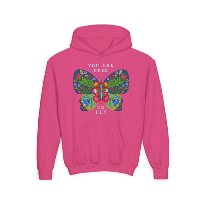Youth Heavy Blend Hooded Sweatshirt - You are free to fly Printify