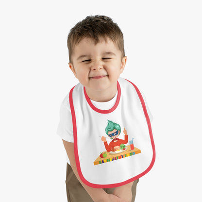 Baby Bib - Super kiddo eating healthy breafast - [[{"value":"Wonderwear Kid"}]]