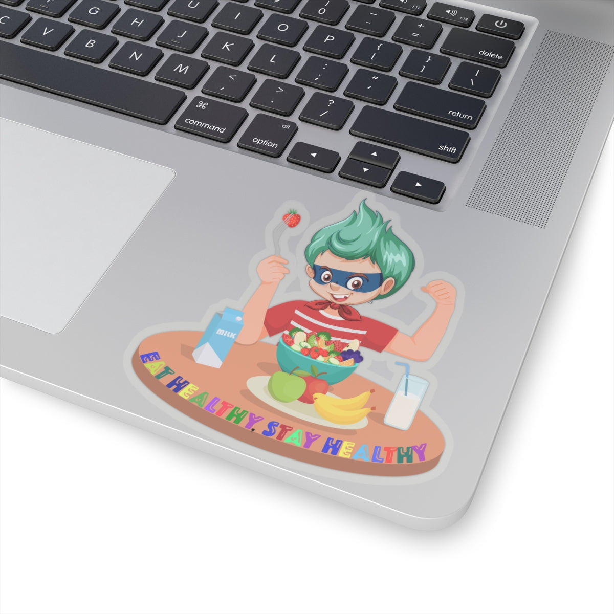 Kiss-Cut Stickers - super kiddo eating healthy food - [[{"value":"Wonderwear Kid"}]]
