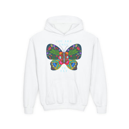 Youth Heavy Blend Hooded Sweatshirt - You are free to fly Printify