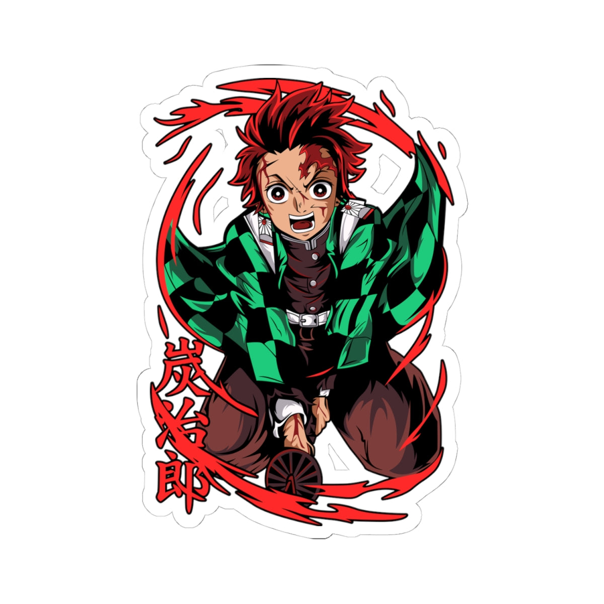 Kiss-Cut Stickers - Tanjiro sun breathing technique