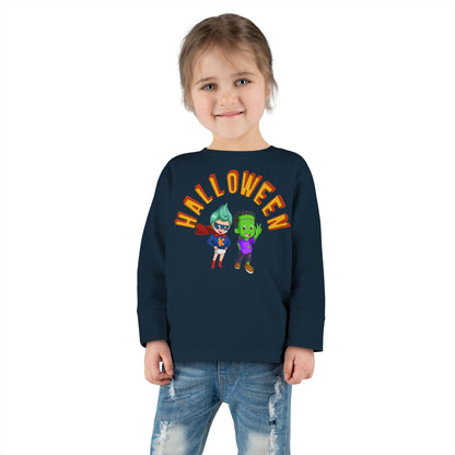 Toddler Long Sleeve Tee - Holloween with super kiddo Printify
