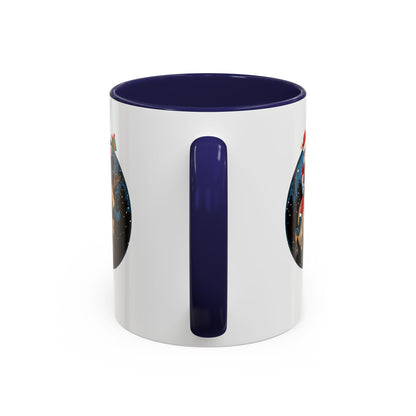 Accent Coffee Mug - Super kiddo riding a reindeer - [[{"value":"Wonderwear Kid"}]]