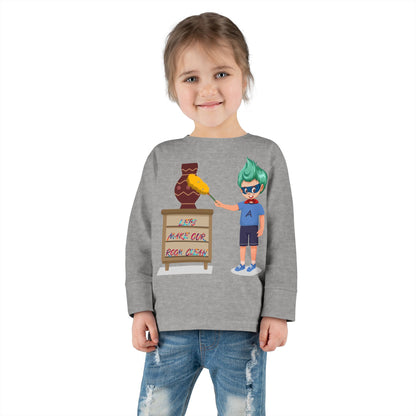Toddler Long Sleeve Tee - Super kiddo cleaning a vase - [[{"value":"Wonderwear Kid"}]]