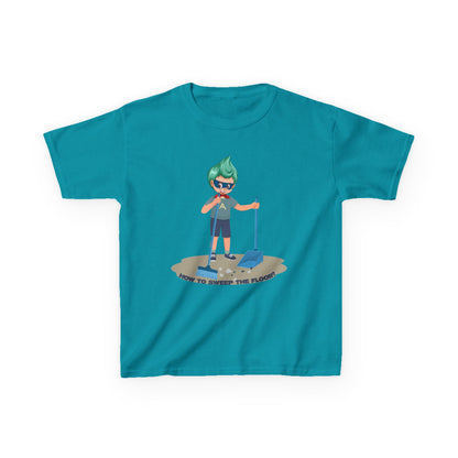 Kids Heavy Cotton™ Tee - Super kiddo sweeping floor - [[{"value":"Wonderwear Kid"}]]