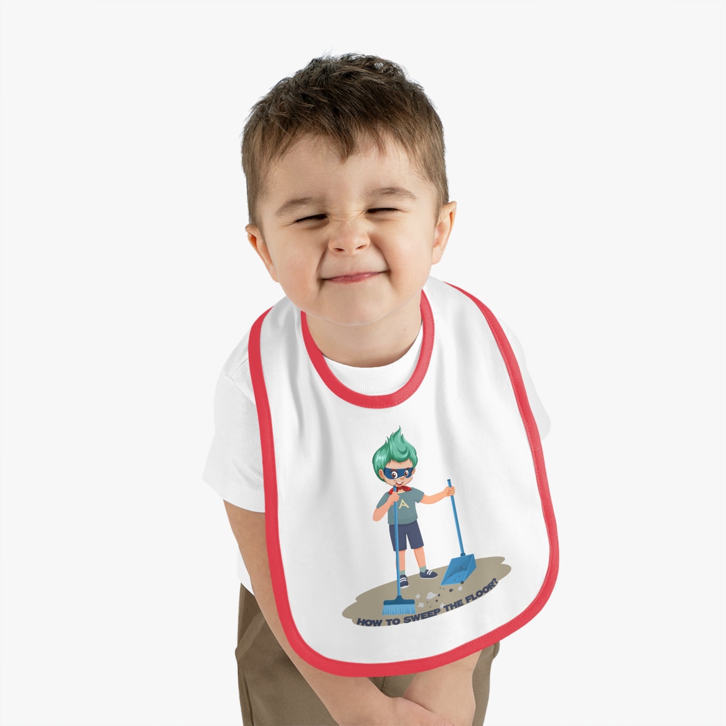 Baby Bib - Super kiddo sweeping floor