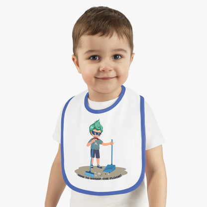 Baby Bib - Super kiddo sweeping floor - [[{"value":"Wonderwear Kid"}]]