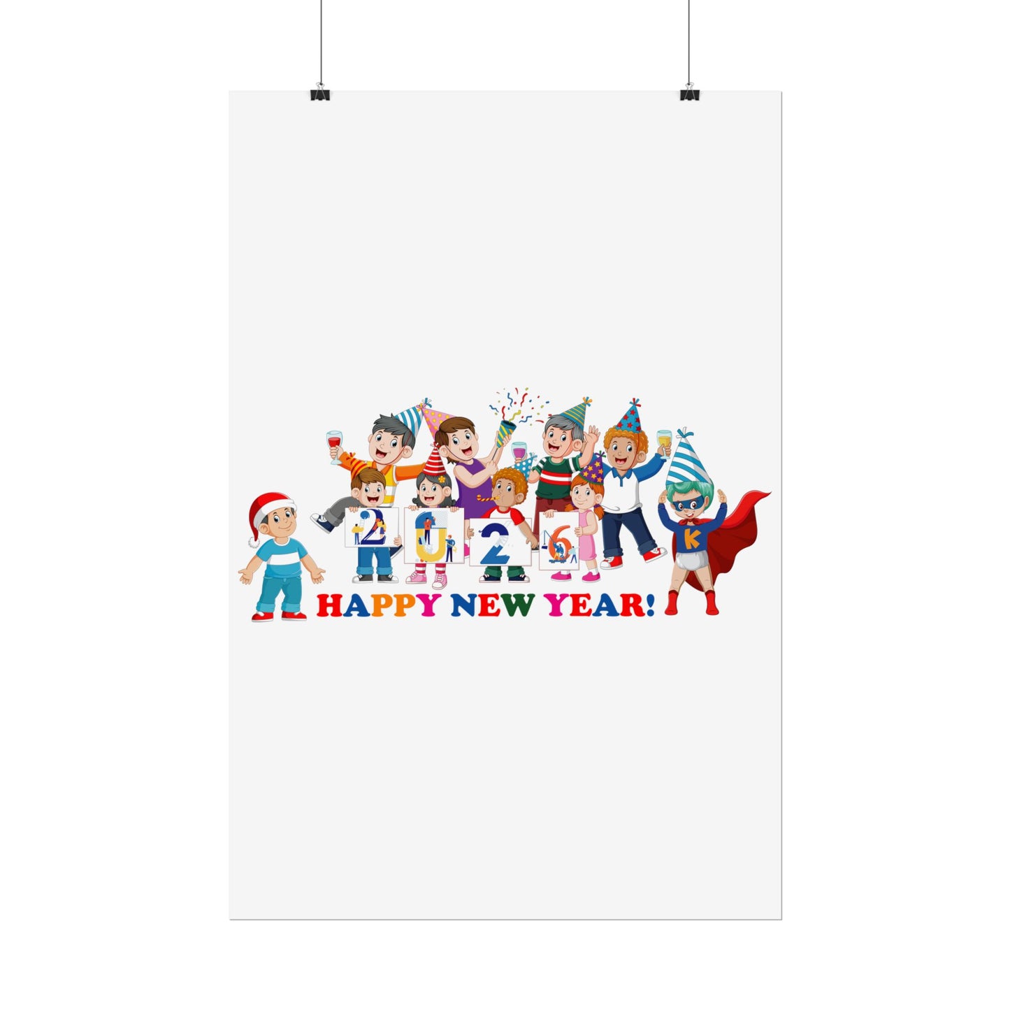 Rolled Posters - Happy new year from super kiddo - [[{"value":"Wonderwear Kid"}]]