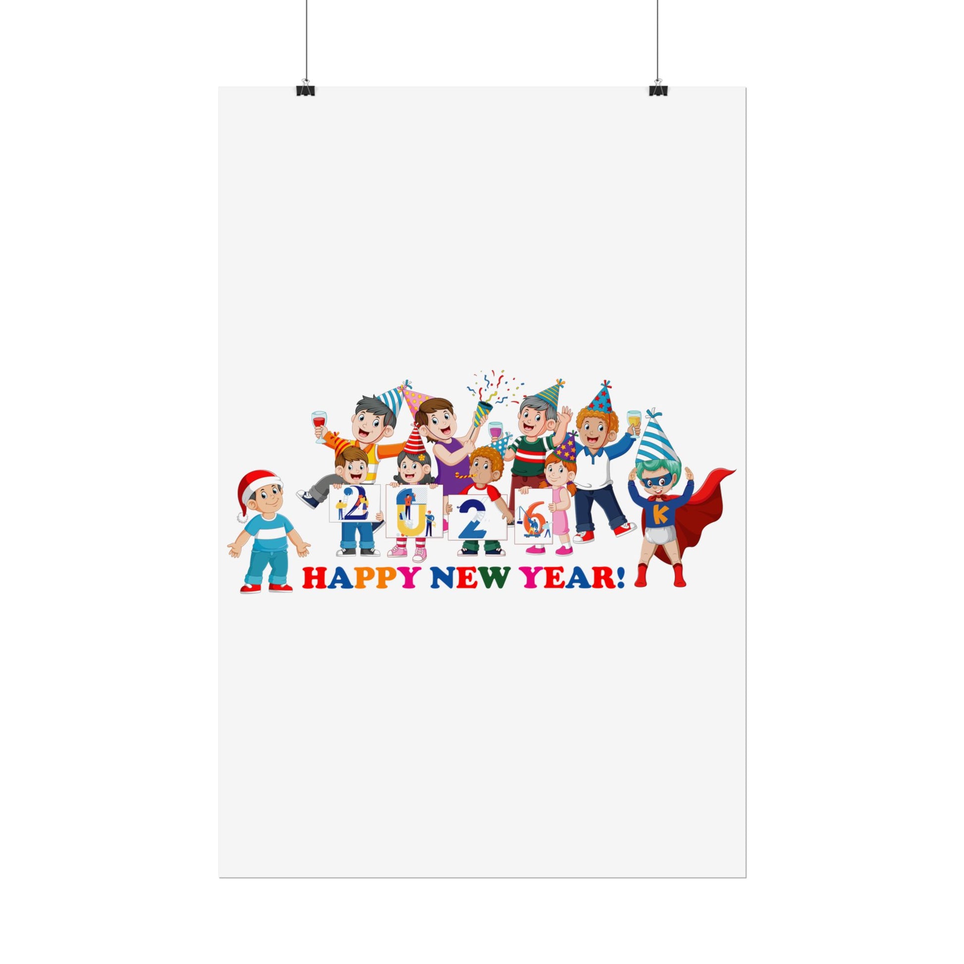 Rolled Posters - Happy new year from super kiddo - [[{"value":"Wonderwear Kid"}]]