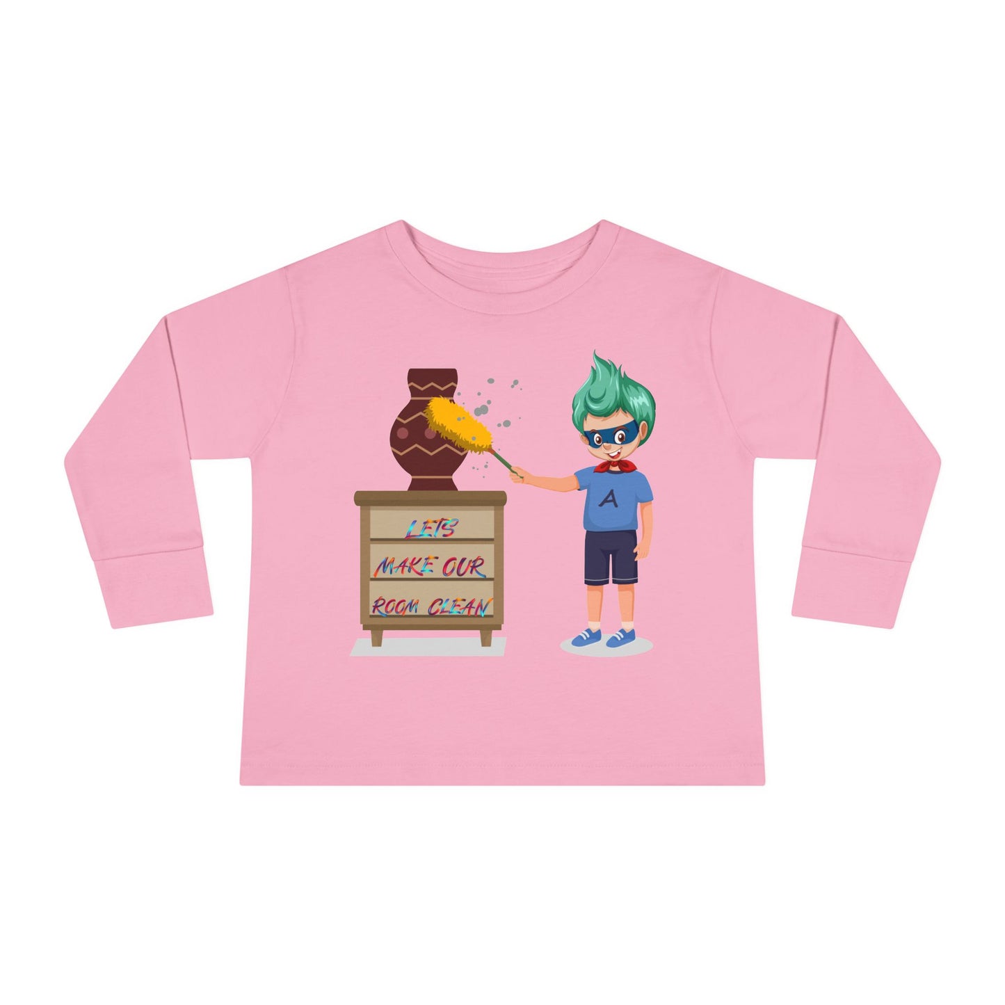 Toddler Long Sleeve Tee - Super kiddo cleaning a vase - [[{"value":"Wonderwear Kid"}]]