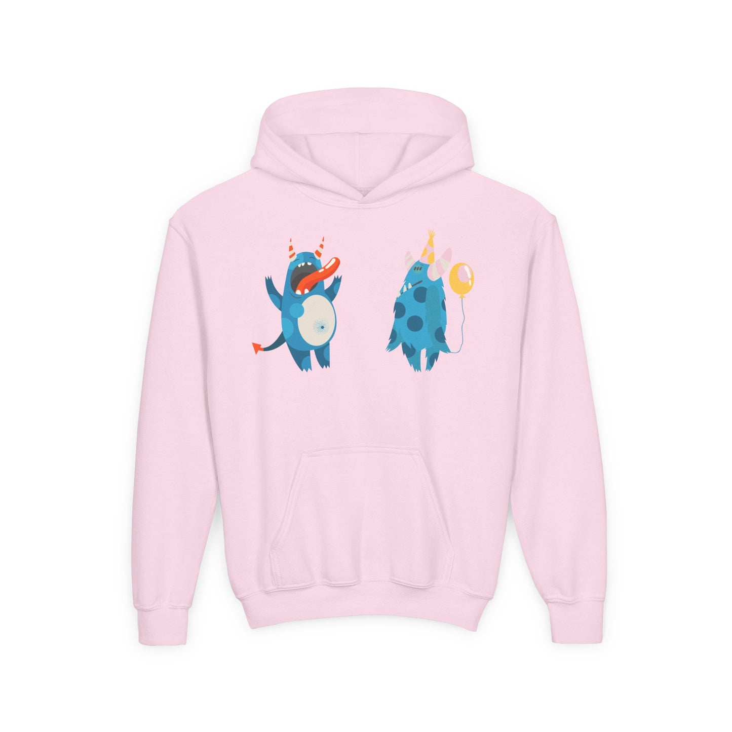 Youth Heavy Blend Hooded Sweatshirt - Blue monsters in action