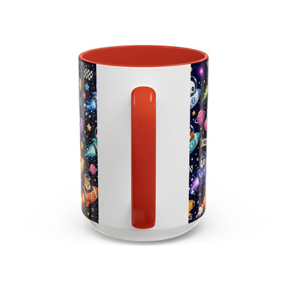 Accent Coffee Mug (11/15 oz) - Kawaii Cosmic Animal Rocket Race