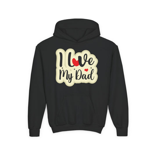 Youth Heavy Blend Hooded Sweatshirt - i love my dad Printify