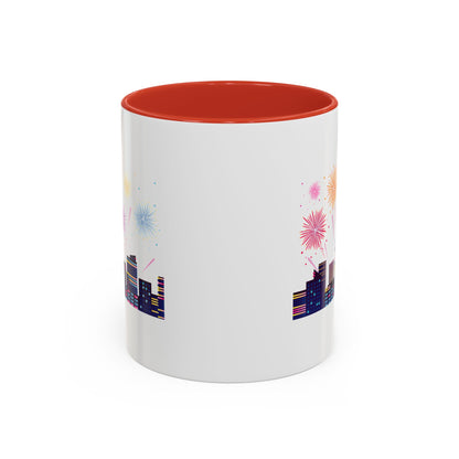 Accent Coffee Mug - Super kiddo with fireworks - [[{"value":"Wonderwear Kid"}]]