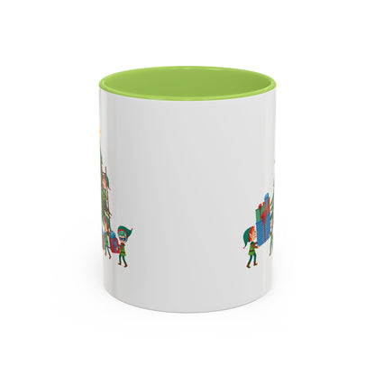 Accent Coffee Mug - Super kiddo putting gifts on christmas tree - [[{"value":"Wonderwear Kid"}]]