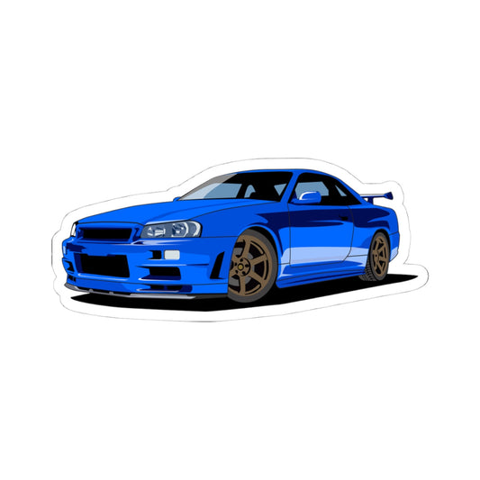 Kiss-Cut Stickers - Blue Race Car Printify