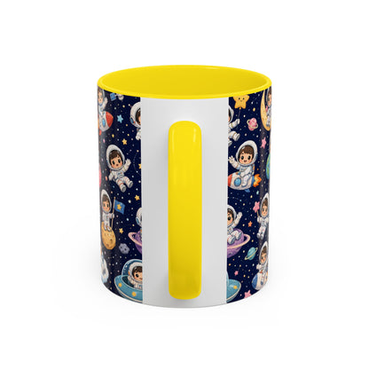 Accent Coffee Mug  (11/15 oz) - Kawaii Astronauts in a Starry Space Adventure