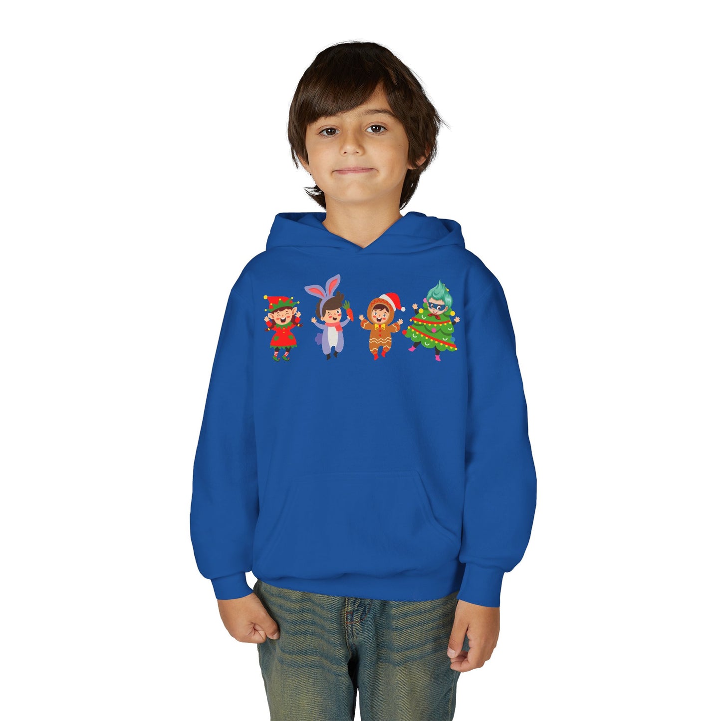 Youth Heavy Blend Hooded Sweatshirt - Super kiddo in christmas tree attire