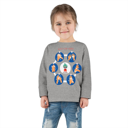 Toddler Long Sleeve Tee - Super kiddo teaching how to wash hands - [[{"value":"Wonderwear Kid"}]]