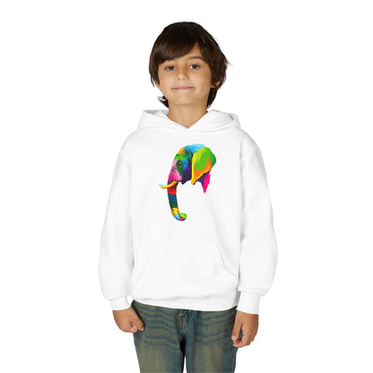 Youth hoodie with adorable elephant design Printify