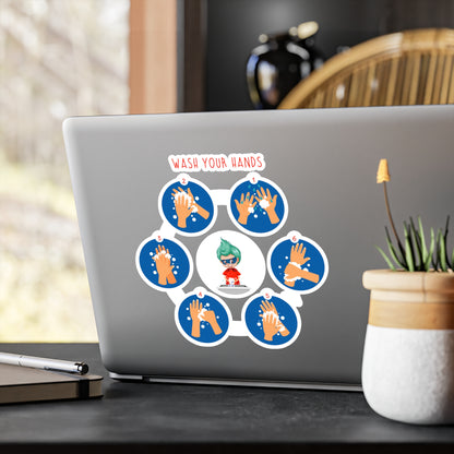 Halloween Kiss-Cut Vinyl Decals – Super kiddo teaching how to wash hands - [[{"value":"Wonderwear Kid"}]]