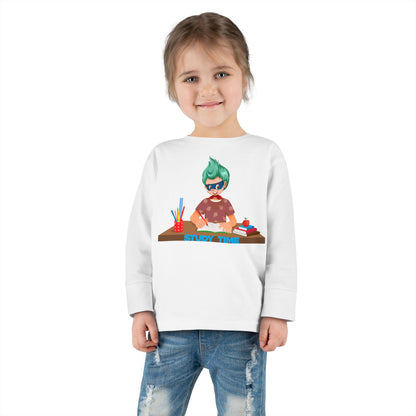 Toddler Long Sleeve Tee - Super kiddo studying - [[{"value":"Wonderwear Kid"}]]