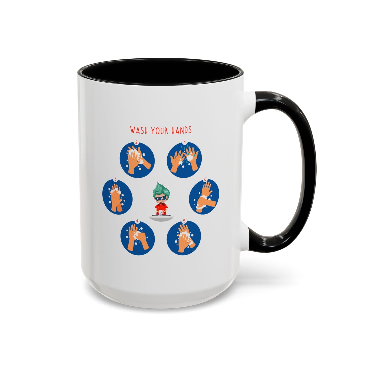 Accent Coffee Mug - Super kiddo teaching how to wash hands
