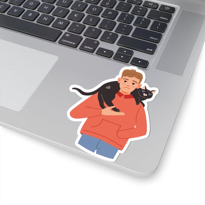Kiss-Cut Stickers - Boy and his cat Printify