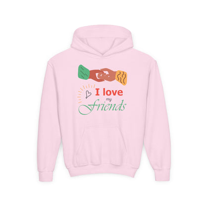 Youth Heavy Blend Hooded Sweatshirt - I love my friends Printify