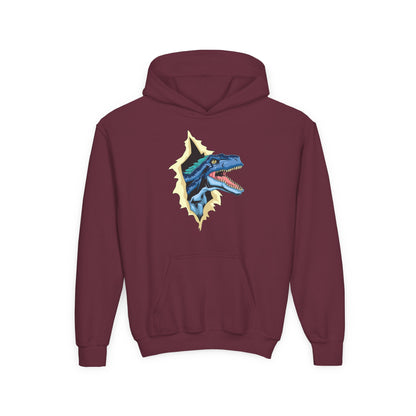 Youth Heavy Blend Hooded Sweatshirt -  Utah raptor dinosaur Printify