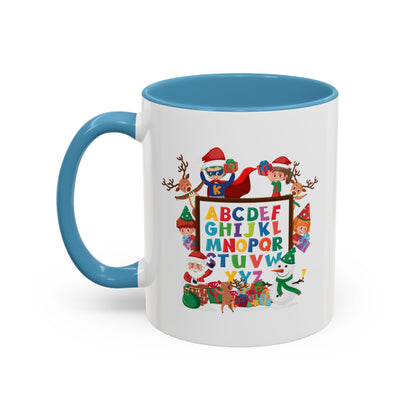 Accent Coffee Mug - Christmas alphabet with super kiddo - [[{"value":"Wonderwear Kid"}]]